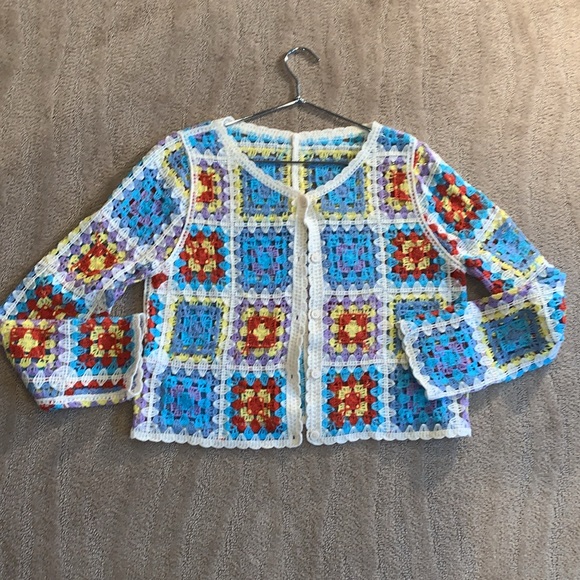 Knit cardigan multicolor long sleeve, classic,‎ loose fit, - Picture 10 of 13